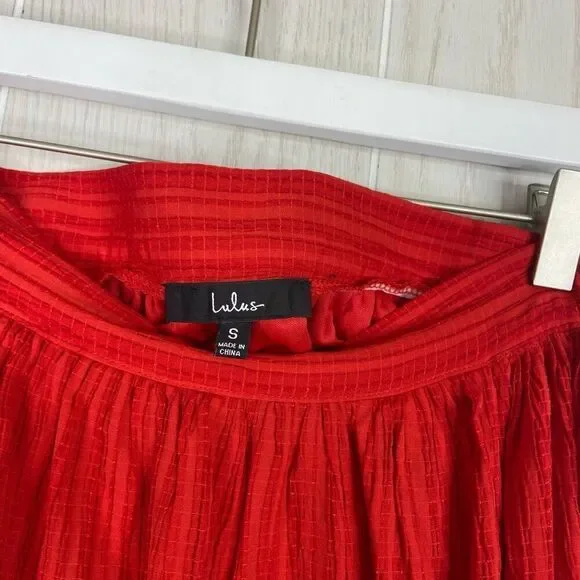 Lulus Womens Maxi Skirt Red Size Small Midsummer Memories Boho Textured Festival - Picture 5 of 9